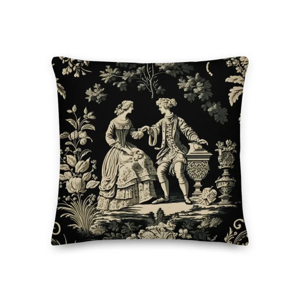 Black Dior Toile Printed Cushion Cover - Image 2