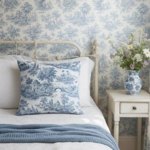 Blue and White Toile Decorative cushion cover